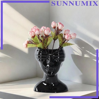 [Sunnimix] แจกันดอกไม้เซรามิค รูปใบหน้ามนุษย์ สไตล์โมเดิร์น สําหรับตกแต่งโต๊ะทํางาน ห้องนอน สํานักงาน