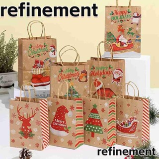 Refinement ถุงกระดาษใส่อาหาร ลายเกล็ดหิมะ คริสต์มาส DIY 10 ชิ้น