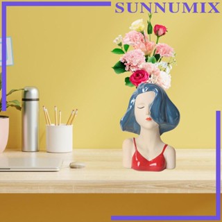 [Sunnimix] กระถางต้นไม้เซรามิค รูปปั้นผู้หญิงน่ารัก สําหรับตกแต่งบ้าน ออฟฟิศ ในร่ม กลางแจ้ง