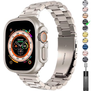 สายนาฬิกาข้อมือสเตนเลส พร้อมเคส สําหรับสมาร์ทวอทช์ IWatch Series 8 7 45 มม. 41 มม. 49 มม.