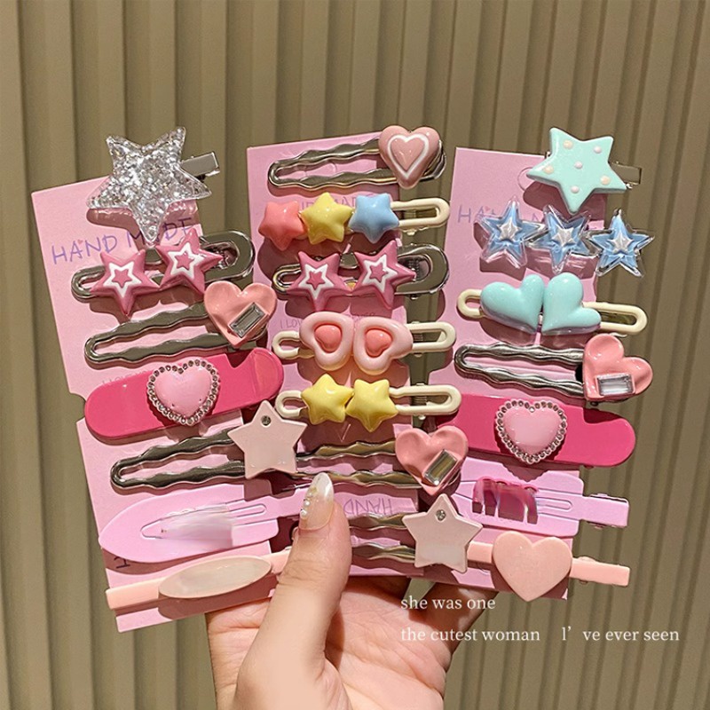 พร้อมส่ง กิ๊บติดผม รูปดาว สีชมพูหวาน เครื่องประดับ สําหรับเด็กผู้หญิง 7 ชิ้น ต่อล็อต