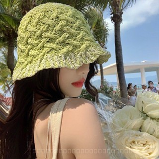 0828YWBH Korean Style Ins Straw Bucket Hat Womens Summer Breathable Sun-Proof Sun Protection Face-Looking Small Bucket Hat Big Head Circumference Hat Tide Sun Protection防晒 YVM5