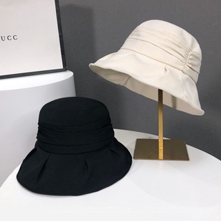 0828YWBH  New Style Fisherman Hat Womens Spring Summer Sun Hat Sun Protection Sun Hat Korean Style Versatile Niche Pleated Bucket Hat Sun Protection防晒 BX3J