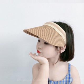 0828YWBH [Parent-Child Style] Childrens Sun Hat Summer Big Brim Sun-Proof Visor Straw Hat Girls Baby Fashion Hat Sun-Proof防晒 ZUA4