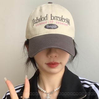 0828YWBH Fashion New Color Matching Baseball Cap Womens Korean-Style Face-Looking Little Wild Soft Peaked Cap Big Head Circumference Wide Brim Hat Sun Protection防晒 YBFU