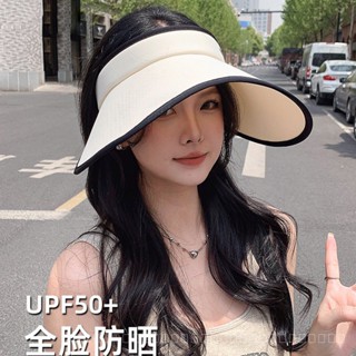 0828YWBH Summer Sun-Proof Ice Silk Topless Hat Widen plus Size Sun Hat Womens UV Protection Big Brim High Quality All-Match Sun Protection防晒 BMBG