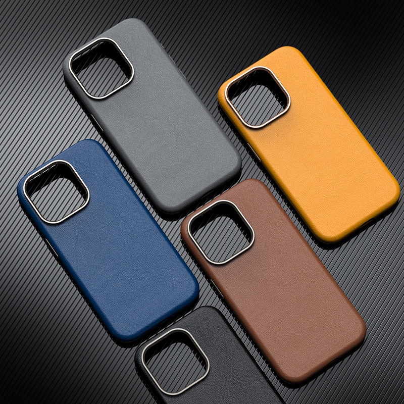 เคสโทรศัพท์มือถือหนังวัวแท้ แบบแม่เหล็ก สําหรับ IPhone 15 Pro Ultra Plus 14 Pro Max