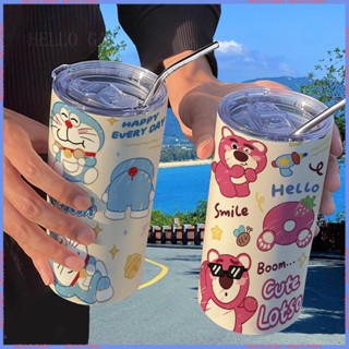 🪆Animation Peripheral 🥤Limited Cup🥤กระติกน้ําร้อน ลายการ์ตูนโดราเอมอน หมี สตรอเบอร์รี่ พร้อมหลอดดูด แบบพกพา คุณภาพสูง สําหรับนักเรียน