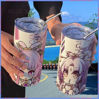 🪆Animation Peripheral 🥤Limited Cup🥤กระติกน้ําร้อน ลายการ์ตูน Starry Sky Railway Q Version พร้อมหลอดดูด แบบพกพา คุณภาพสูง สําหรับนักเรียน