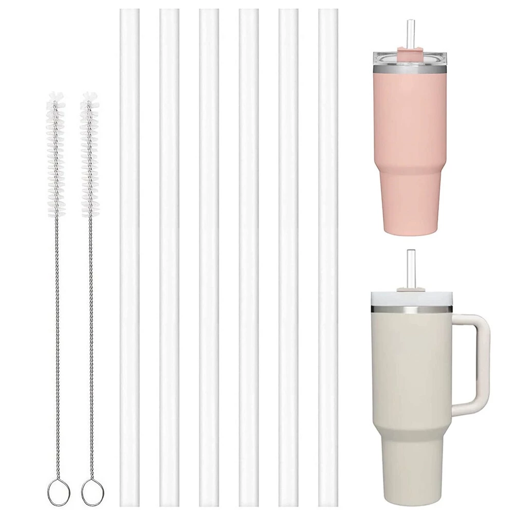 เปลี่ยนหลอดสําหรับ Stanley 40oz 30oz cup tumbler, 6 แพ็คยาวพิเศษหลอดนํามาใช้ใหม่สําหรับ Stanley 40Oz & simple modern Tumbler พร้อมที่จับ,ถ้วยฟางสําหรับ Stanley tutor
