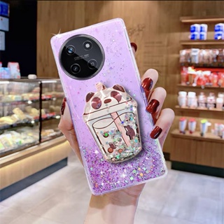 เคสโทรศัพท์มือถือ ลายการ์ตูนหมีชานมน่ารัก พร้อมขาตั้ง สําหรับ Realme11 NFC RealmeC51 Realme 11 NFC C51 4G 5G 2023 REALME114G