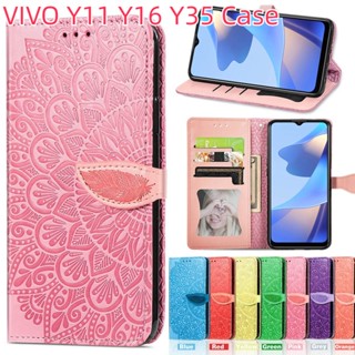 เคสโทรศัพท์มือถือหนัง ฝาพับ พร้อมช่องใส่บัตร และขาตั้ง สําหรับ Vivo Y35 Y33 Y33s Y02s Y02 Y02A Y16 Y15 Y15A Y22 Y22s Y21s Y21 Y20i Y20t Y19 Y17 Y12 Y11 Y3s