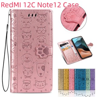 เคสโทรศัพท์มือถือหนัง ฝาพับ ลายการ์ตูนน่ารัก 3D พร้อมช่องใส่บัตร สําหรับ Xiaomi Redmi 12 12C 12S 11A 10A 10C A1 A2 Note 10 Je 8 Pro Plus