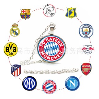 Football Club Necklace Real Madrid Barcelona Football Team Time Gem Alloy Necklace Pendant Sweater Chain KW6B