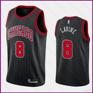 เสื้อกีฬาแขนกุด ลาย NP2 NBA Jersey Chicago Bulls 8# LaVine สีดํา พลัสไซซ์ PN2