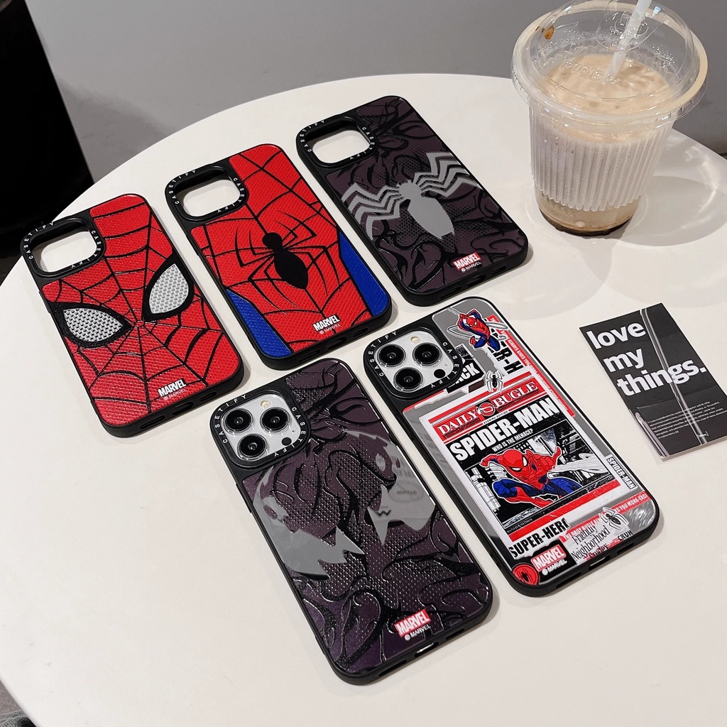 Spiderman คุณภาพสูงกระจกเคสโทรศัพท์สําหรับ IPhone 11 12 13 14 Pro Max 13 Mini 14 Plus XR Xs Max 15 16 Pro Max casetif โทรศัพท์มือถือกรณีทนต่อแรงกระแทกซูเปอร์ฮีโร่แฟชั่นรูปแบบ
