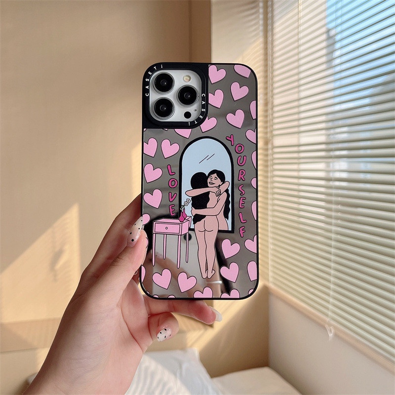 CASETiFY X รักตัวเองแฟชั่นกระจกสีเงินเคสโทรศัพท์สําหรับ IPhone 14 13 12 11 Pro Max X XS MAX XR 13 Mi