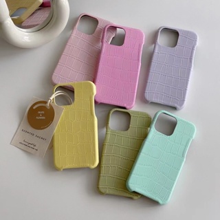 Ins เคสโทรศัพท์มือถือแบบนิ่ม ลายหนังจระเข้ สีพื้น สไตล์มินิมอล สําหรับ iPhone 14ProMax 13 12 11 pro max