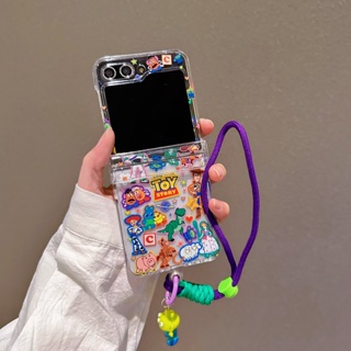 เคสโทรศัพท์มือถือ PC แข็ง กันกระแทก ลายการ์ตูน Toy Story พร้อมสายโซ่คล้อง สําหรับ Samsung Galaxy Z Flip5 5G 3in1 Z Flip4 Z Flip 3