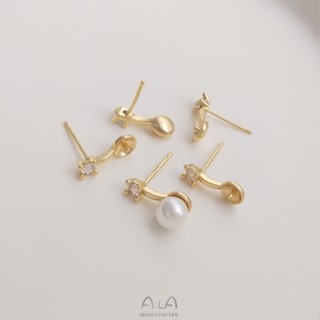 ต่างหูเงิน 925 ประดับลูกปัดเพทาย คริสตัล มุก สีทอง 14k DIY