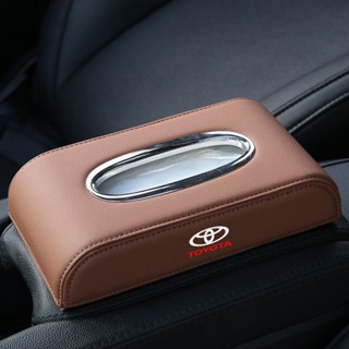 TOYOTA Logo Tray Box Highlander CAMRY Yaris RAV4 Crown COROLLA LAND CRUISER PRADO SIENNA REIZ VIOS FJ CRUISER Car Armrest Box Leather Tissue Box