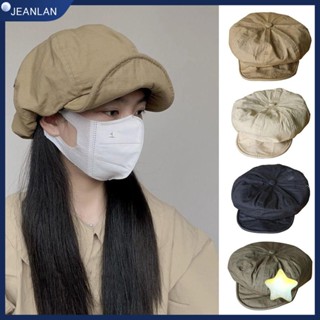 Jeanlan หมวกบักเก็ต ผ้าฝ้าย ระบายอากาศ ทรงแปดเหลี่ยม สีพื้น แฟชั่นสําหรับผู้หญิง