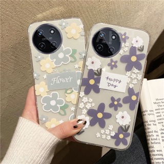 ใหม่ เคสโทรศัพท์มือถือแบบนิ่ม ใส กันกระแทก ลายดอกไม้ สีเขียว ฟ้า สําหรับ Realme 11 11NFC 4G 5G 11 Pro 11Pro+ Realme C51 Realme11 REALMEC51 2023