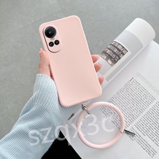 เคสโทรศัพท์มือถือ ซิลิโคนนิ่ม TPU พร้อมสายคล้องมือ สีพื้น เรียบง่าย สําหรับ OPPO A58 4G A78 A98 RENO10 Pro+ 10 Pro 5G OPPOA58 RENO10 10Pro 2023