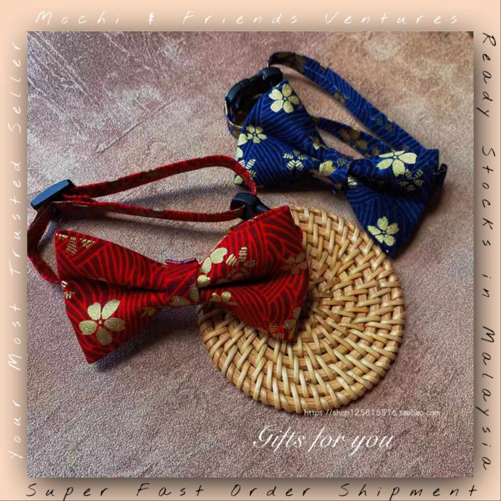 MNF Fortune Ribbon Collar Non-sling ปรับปลอกคอสัตว์เลี้ยง CNY Fastival จี้ปลอกคอแมวคอสุนัข Accessori