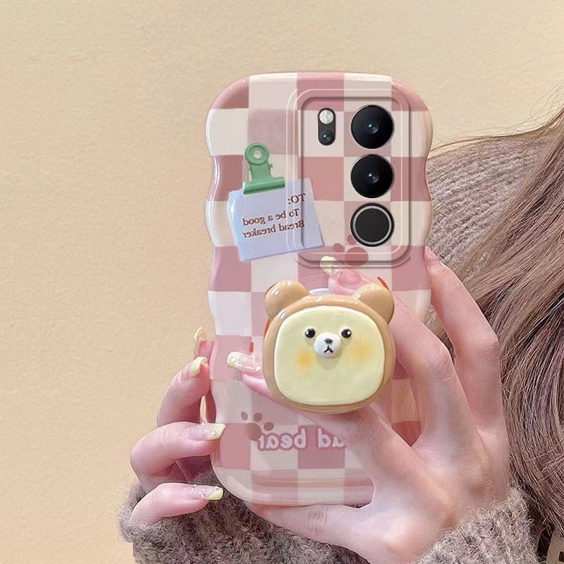 เคสซิลิโคนนิ่ม ลายการ์ตูนหมี ลายสก๊อต กันตก สําหรับ Vivo V29 5G Vivo V27 5G V27 Pro V27E V25 Pro Vivo V23 5G V23E V21