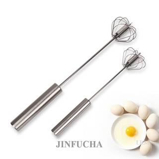 Jinfucha เครื่องตีไข่ กึ่งอัตโนมัติ สเตนเลส 304 หมุนได้ สําหรับผสมครีม ใช้ในครัวเรือน