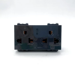 ชุด 2x4 กราวน์คู่ แนวตั้ง NANO นาโน แบบขันน๊อต พร้อมบ็อกลอย หน้ากาก ครบชุด ชุดปลั๊กกาวคู่ ปลั๊ก กาวคู่ เต้ารับ