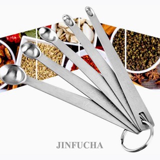 Jinfucha ช้อนตวง สเตนเลส ขนาดเล็ก อุปกรณ์เสริมห้องครัว 5 ชิ้น ต่อชุด