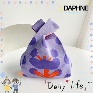 Daphne กระเป๋าถือ ผ้าถัก ทรงโท้ท ลายการ์ตูนดอกไม้ ความจุสูง แฟชั่นสําหรับผู้หญิง