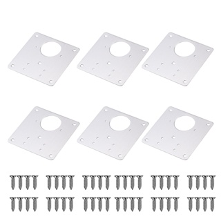 6pcs Home Accessories Square Stainless Steel Easy Install With Hole Cabinet Door Furniture Drawer Hinge Repair Plate
