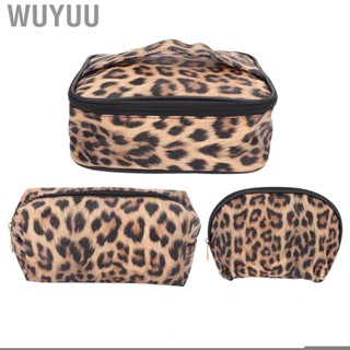 Wuyuu 3pcs Makeup Cosmetic Bag Leopard Print Make Up Professional