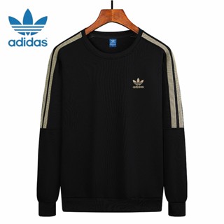 Adidas ของแท้ 100% เสื้อกันหนาว คอกลม ปักลายโลโก้ Adidas สีตัดกัน สําหรับผู้ชาย และผู้หญิง