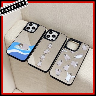 Casetify เคสโทรศัพท์มือถือ ลายเพนกวินฮูลาฮูป พร้อมกระจก สําหรับ iPhone14ProMax iP13Pro 13 11 12Promax 13Promax 12 13 14