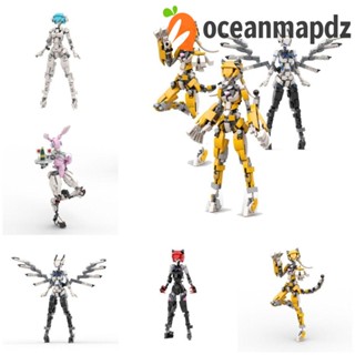 Oceanmapdz ชุดบล็อกตัวต่อหุ่นยนต์ รูปการ์ตูนกระต่าย ขยับข้อต่อได้ ของเล่นสําหรับเด็กอนุบาล