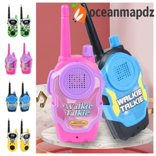 Oceanmapdz ของเล่นวิทยุสื่อสาร ไร้สาย หน้าจอ LCD ขนาดเล็ก ไร้แบตเตอรี่ สําหรับเด็ก 2 ชิ้น