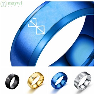 Maywi แหวนสเตนเลส ลายอนิเมะ 4 สี ของขวัญที่ระลึก เรียบง่าย สําหรับผู้ชาย