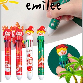 Emilee 1 ชิ้น / 4 ชิ้น สิบสี ปากกา, คนขนมปังขิง การ์ตูนคริสต์มาส ปากกาลูกลื่น, ของขวัญคริสต์มาส ถุงน่องต้นคริสต์มาส 10 in 1 ตกแต่งคริสต์มาส