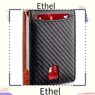 Ethel1 กระเป๋าสตางค์ หนังแท้ ใบสั้น แบบบาง ป้องกันสแกน ใส่บัตรเครดิตได้ สไตล์มินิมอล สําหรับผู้ชาย และผู้หญิง