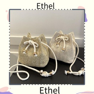 Ethel1 กระเป๋าสะพายไหล่ กระเป๋าถือ สะพายข้าง ฟางสาน จุของได้เยอะ ใส่สบาย แฟชั่นสําหรับสตรี