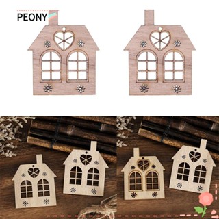 Peonypavilion จี้ไม้ รูปบ้านคริสต์มาส Navidad 2023 สําหรับแขวนตกแต่งบ้าน DIY 20 ชิ้น