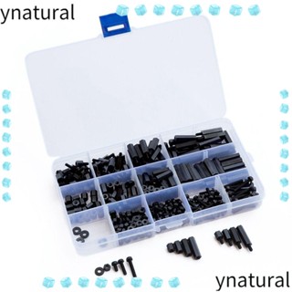 Ynatural ชุดสกรูไนล่อน หกเหลี่ยม M4 สีดํา 320 ชิ้น