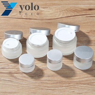 Yolo ขวดโหลแก้วเปล่า ขนาด 5-50 กรัม สําหรับใส่ครีม ลิปบาล์ม เครื่องสําอาง สีเงิน ทอง ดํา ขาว