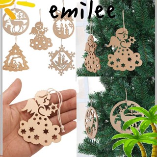 Emilee จี้ไม้แกะสลัก แฮนด์เมด DIY สําหรับแขวนตกแต่งต้นคริสต์มาส 10 ชิ้น