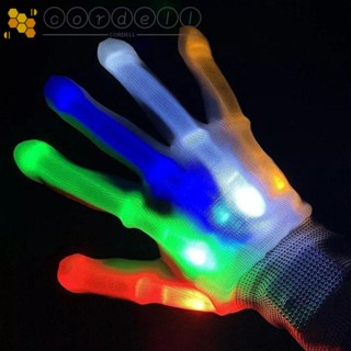 Cordell ถุงมือ LED เรืองแสง Arcobaleno ถุงมือส่องสว่าง เครื่องแต่งกายเทศกาล เรืองแสง LED ถุงมือกะโหลก ฮาโลวีน ปาร์ตี้ อุปกรณ์ประกอบฉากแสง