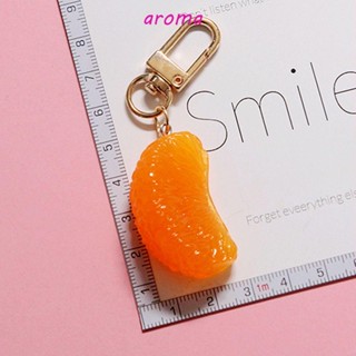 Aroma พวงกุญแจ จี้การ์ตูนผลไม้จําลอง สีส้ม สําหรับห้อยกระเป๋าเป้สะพายหลัง กระเป๋าถือ เครื่องประดับ